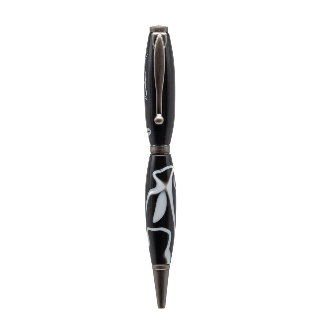Handcrafted Black and White Acrylic Pen, Elegantly Designed