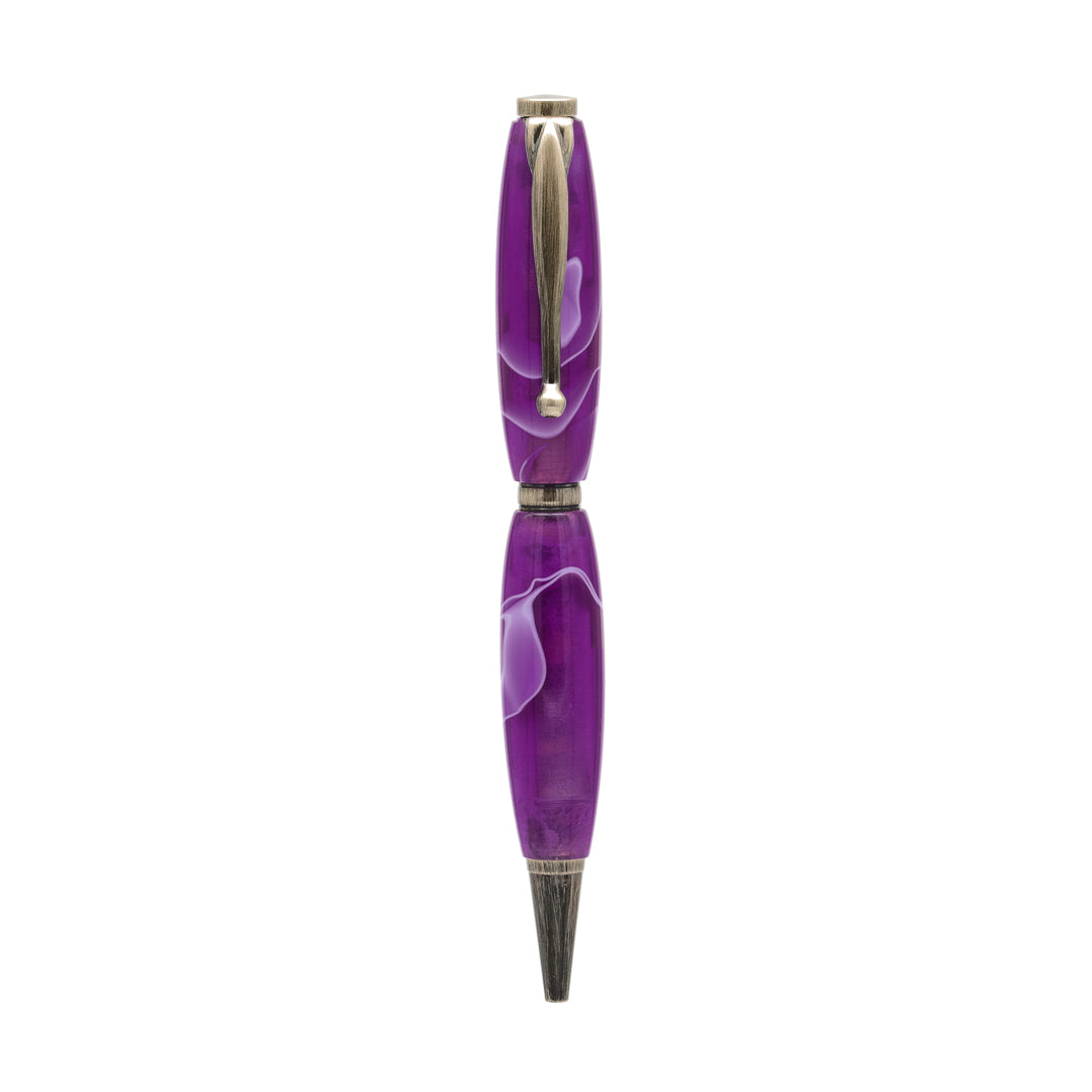 Handcrafted Purple and White Acrylic Pen, Elegantly Designed for a Touch of Sophistication