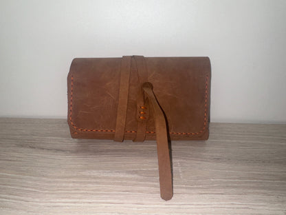 Handmade Leather Pipe & Tobacco Pouch