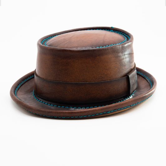 Handmade Leather Pork Pie Hat