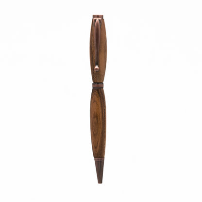 Handcrafted wooden pen, showcasing the natural beauty and warmth of fine wood grain for an elegant and timeless writing experience.