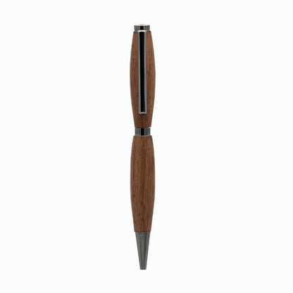 Handcrafted wooden pen, showcasing the natural beauty and warmth of fine wood grain for an elegant and timeless writing experience.