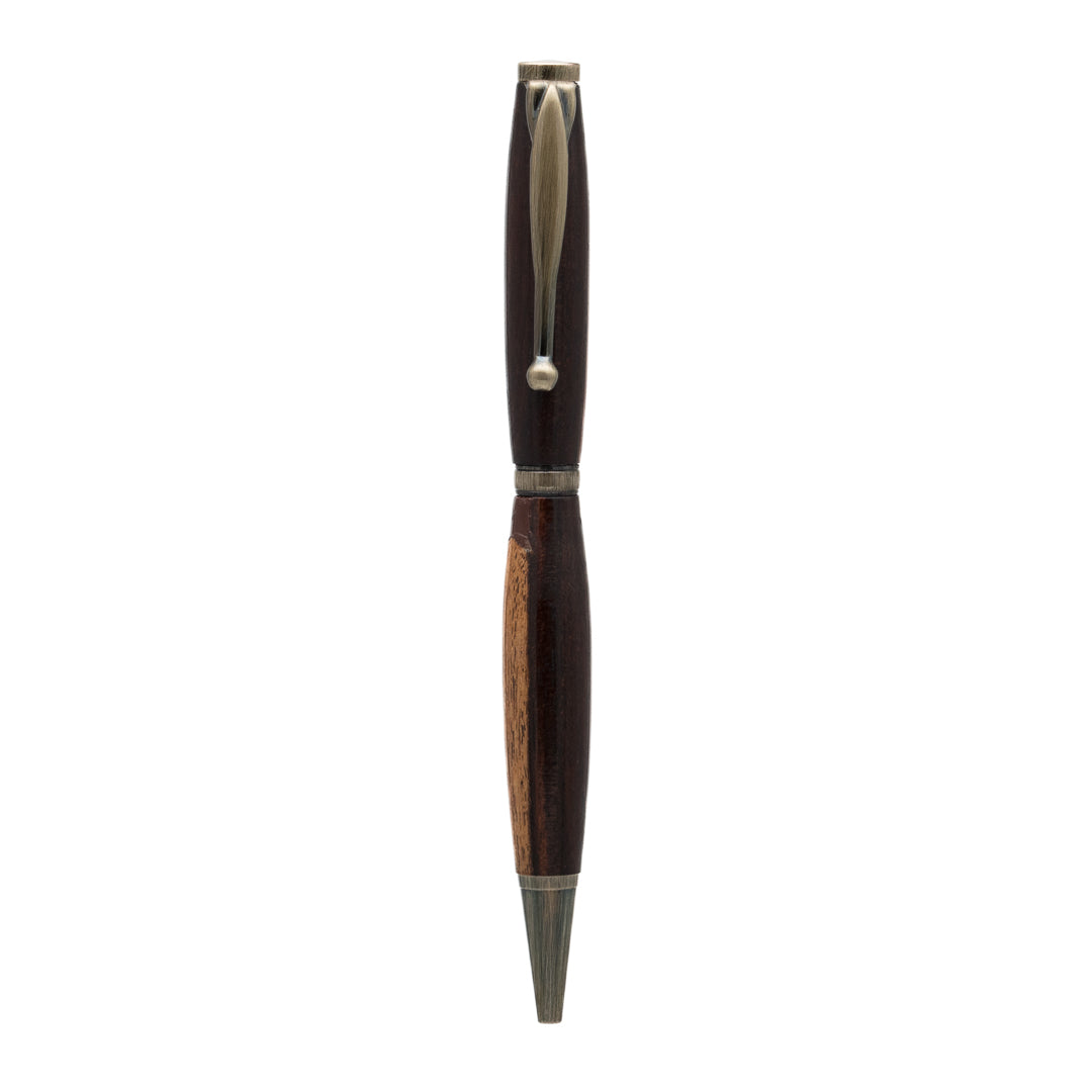 Handcrafted wooden pen, showcasing the natural beauty and warmth of fine wood grain for an elegant and timeless writing experience.