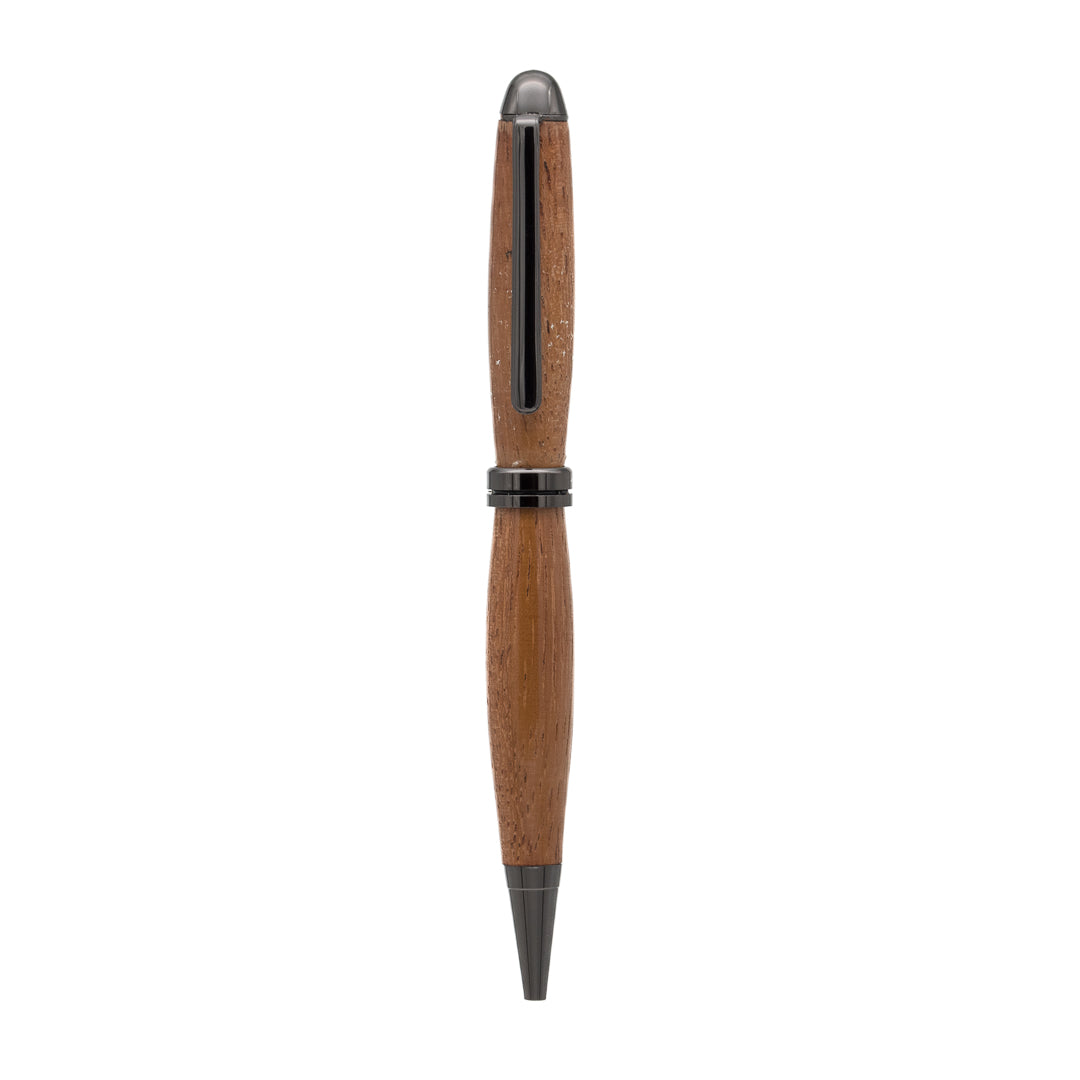 Handcrafted wooden pen, showcasing the natural beauty and warmth of fine wood grain for an elegant and timeless writing experience.