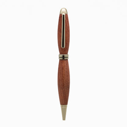 Handcrafted wooden pen, showcasing the natural beauty and warmth of fine wood grain for an elegant and timeless writing experience.