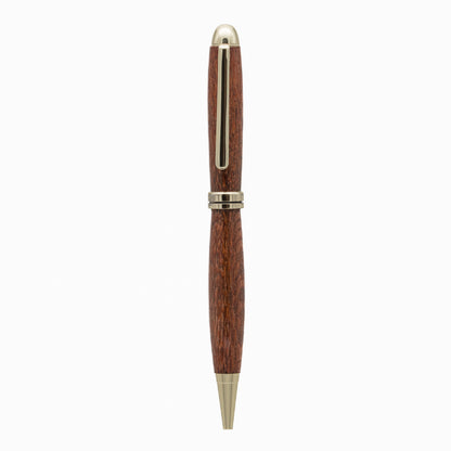 Handcrafted wooden pen, showcasing the natural beauty and warmth of fine wood grain for an elegant and timeless writing experience.