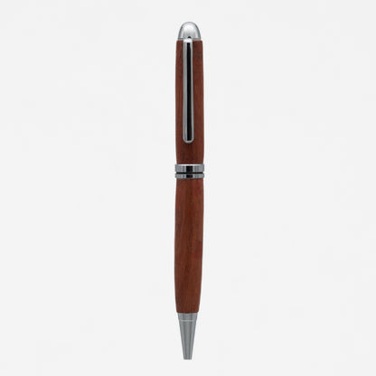 Handcrafted wooden pen, showcasing the natural beauty and warmth of fine wood grain for an elegant and timeless writing experience.