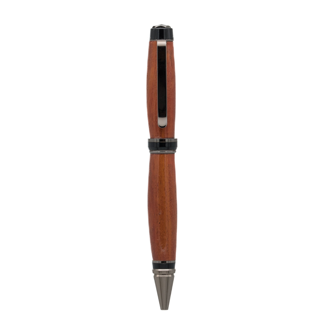 Handcrafted wooden pen, showcasing the natural beauty and warmth of fine wood grain for an elegant and timeless writing experience.